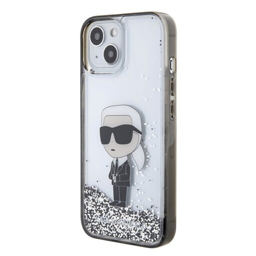 Karl Lagerfeld case for iPhone 15 6,1" KLHCP15SLKKNSK transparentna hardcase Liquid Glitter Ikonik - Image 2
