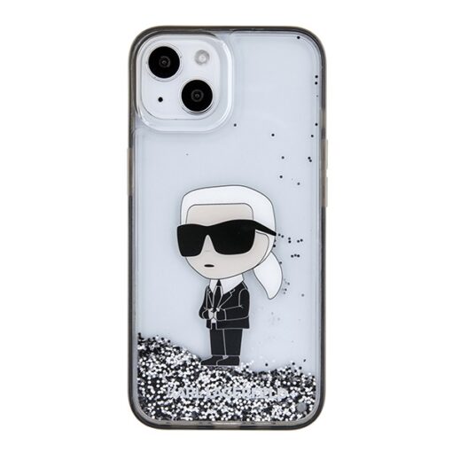 Karl Lagerfeld case for iPhone 15 6,1" KLHCP15SLKKNSK transparentna hardcase Liquid Glitter Ikonik - Image 3