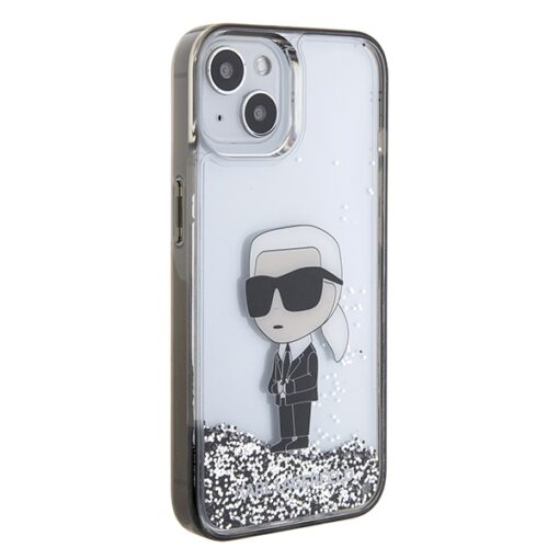 Karl Lagerfeld case for iPhone 15 6,1" KLHCP15SLKKNSK transparentna hardcase Liquid Glitter Ikonik - Image 4