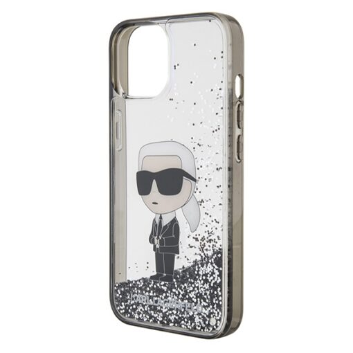 Karl Lagerfeld case for iPhone 15 6,1" KLHCP15SLKKNSK transparentna hardcase Liquid Glitter Ikonik - Image 6