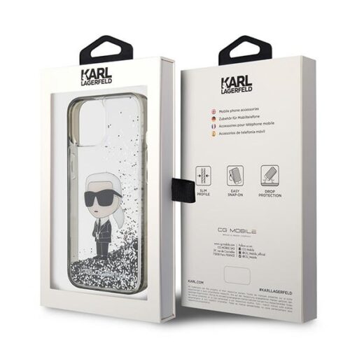 Karl Lagerfeld case for iPhone 15 6,1" KLHCP15SLKKNSK transparentna hardcase Liquid Glitter Ikonik - Image 8