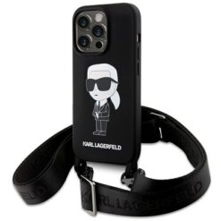 Karl Lagerfeld case for iPhone 15 Pro Max 6,7" KLHCP15XSCBSKNK hardcase black Crossbody Silicone Ikonik
