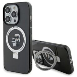 Karl Lagerfeld case for iPhone 15 Pro 6,1" KLHMP15LHMRSKCK black hardcase Ring Stand Karl&Choupettte MagSafe
