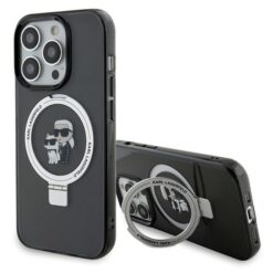 Karl Lagerfeld case for iPhone 15 Pro Max 6,7" KLHMP15XHMRSKCK black hardcase Ring Stand Karl&Choupettte MagSafe