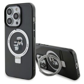 Karl Lagerfeld case for iPhone 15 Pro Max 6,7" KLHMP15XHMRSKCK black hardcase Ring Stand Karl&Choupettte MagSafe
