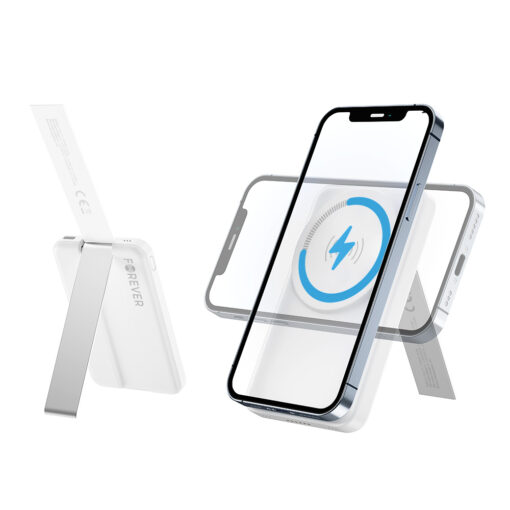 Forever MACS-100 magnetic wireless charging station with power bank white 5in1 - Image 4