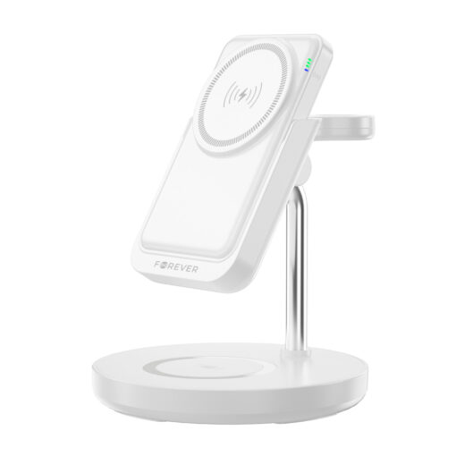 Forever MACS-100 magnetic wireless charging station with power bank white 5in1 - Image 5