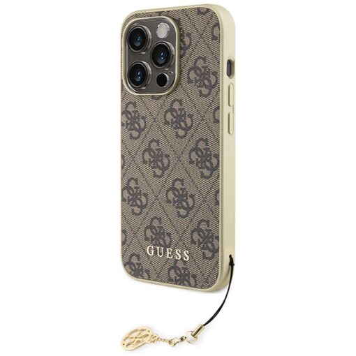 Guess case for iPhone 15 Pro 6,1" GUHCP15LGF4GBR brown hardcase 4G Charms Collection - Image 2