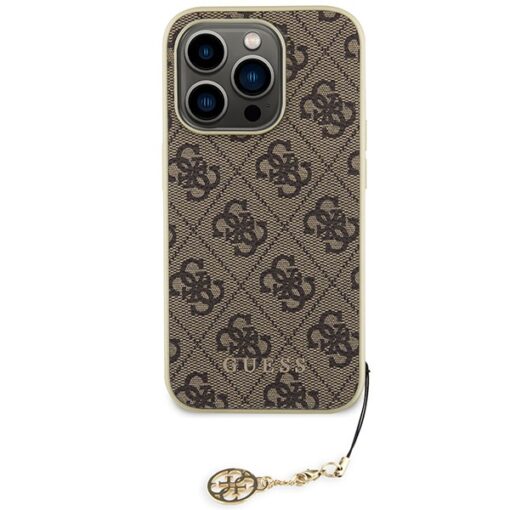 Guess case for iPhone 15 Pro 6,1" GUHCP15LGF4GBR brown hardcase 4G Charms Collection - Image 3