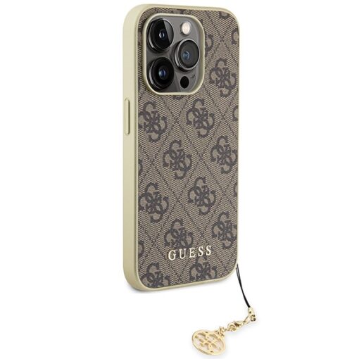 Guess case for iPhone 15 Pro 6,1" GUHCP15LGF4GBR brown hardcase 4G Charms Collection - Image 4