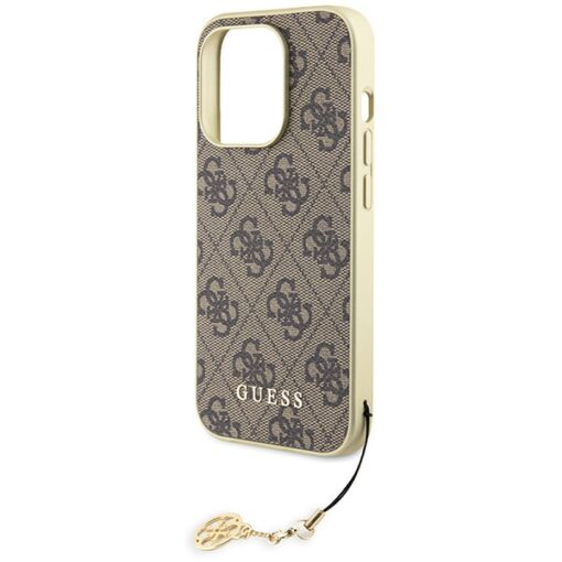 Guess case for iPhone 15 Pro 6,1" GUHCP15LGF4GBR brown hardcase 4G Charms Collection - Image 6