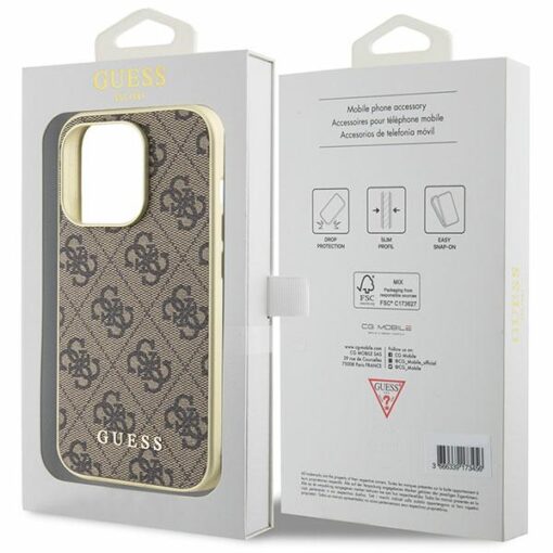 Guess case for iPhone 15 Pro 6,1" GUHCP15LGF4GBR brown hardcase 4G Charms Collection - Image 8