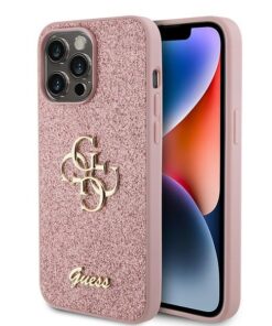 Guess case for iPhone 15 Pro 6,1" GUHCP15LHG4SGP pink hardcase Glitter Script Big 4G