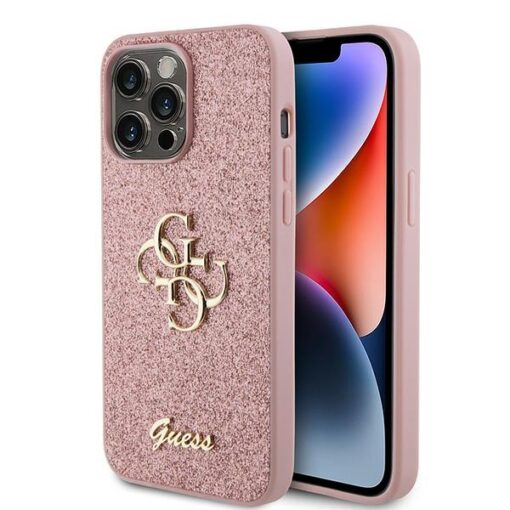 Guess case for iPhone 15 Pro 6,1" GUHCP15LHG4SGP pink hardcase Glitter Script Big 4G