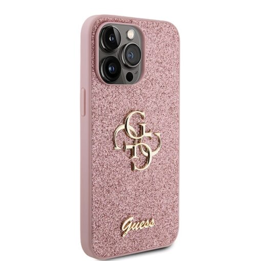 Guess case for iPhone 15 Pro 6,1" GUHCP15LHG4SGP pink hardcase Glitter Script Big 4G - Image 4