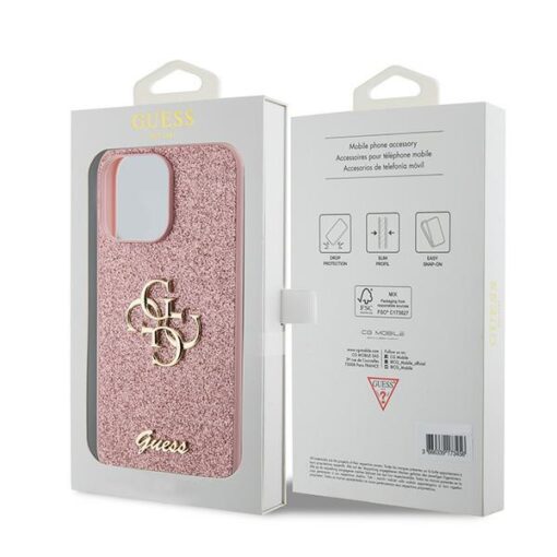 Guess case for iPhone 15 Pro 6,1" GUHCP15LHG4SGP pink hardcase Glitter Script Big 4G - Image 8