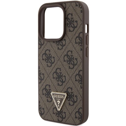 Guess case for iPhone 15 Pro 6,1" GUHCP15LP4TDPW brown hardcase Leather 4G Triangle Strass - Image 5