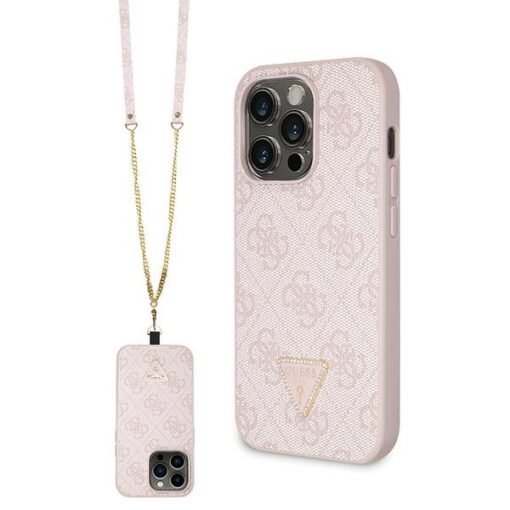 Guess case for iPhone 15 Pro 6,1" GUHCP15LP4TDSCPP pink hardcase Crossbody 4G Metal Logo