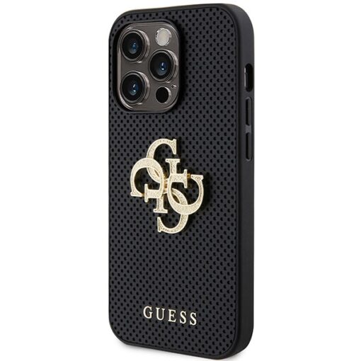 Guess case for iPhone 15 Pro 6,1" GUHCP15LPSP4LGK black hardcase Leather Perforated 4G Glitter Logo - Image 2