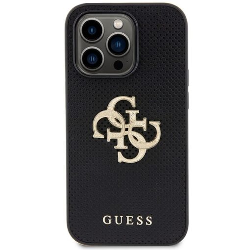 Guess case for iPhone 15 Pro 6,1" GUHCP15LPSP4LGK black hardcase Leather Perforated 4G Glitter Logo - Image 3