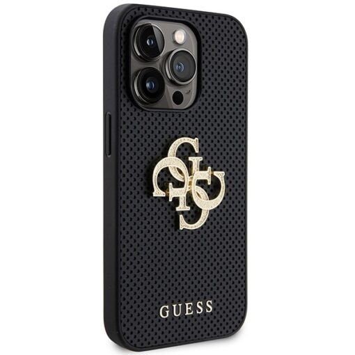 Guess case for iPhone 15 Pro 6,1" GUHCP15LPSP4LGK black hardcase Leather Perforated 4G Glitter Logo - Image 4