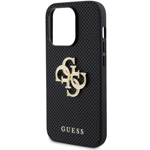 Guess case for iPhone 15 Pro 6,1" GUHCP15LPSP4LGK black hardcase Leather Perforated 4G Glitter Logo - Image 6