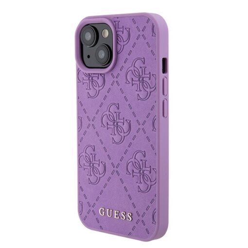 Guess case for iPhone 15 6,1" GUHCP15SP4EPMU purple hardcase Leather 4G Stamped - Image 2