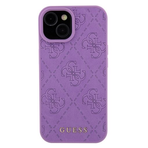 Guess case for iPhone 15 6,1" GUHCP15SP4EPMU purple hardcase Leather 4G Stamped - Image 3