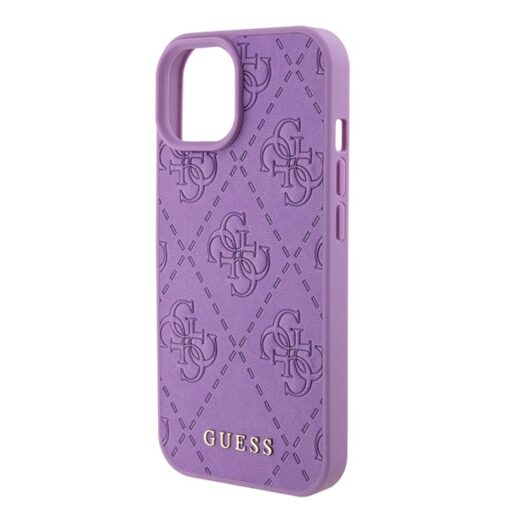 Guess case for iPhone 15 6,1" GUHCP15SP4EPMU purple hardcase Leather 4G Stamped - Image 5