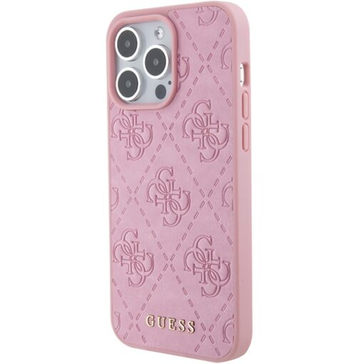 Guess case for iPhone 15 Pro Max 6,7" GUHCP15XP4EPMP pink hardcase Leather 4G Stamped - Image 2