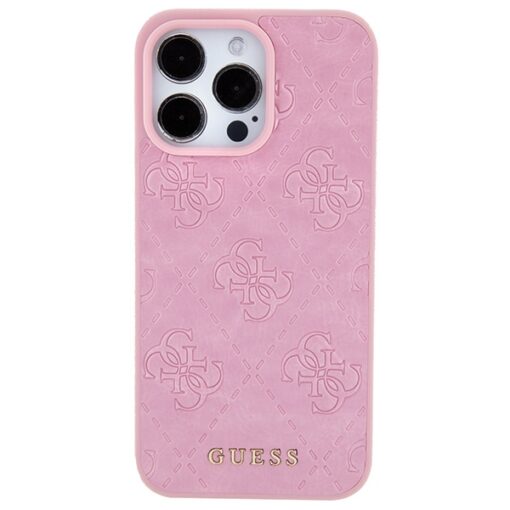 Guess case for iPhone 15 Pro Max 6,7" GUHCP15XP4EPMP pink hardcase Leather 4G Stamped - Image 3