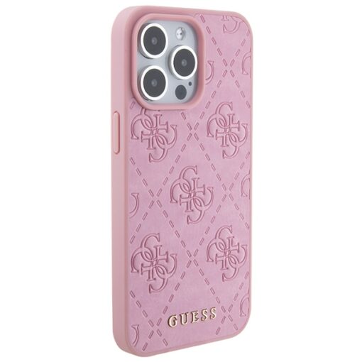 Guess case for iPhone 15 Pro Max 6,7" GUHCP15XP4EPMP pink hardcase Leather 4G Stamped - Image 4