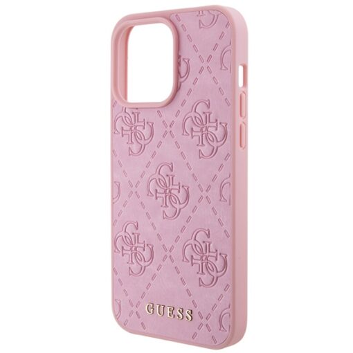 Guess case for iPhone 15 Pro Max 6,7" GUHCP15XP4EPMP pink hardcase Leather 4G Stamped - Image 5