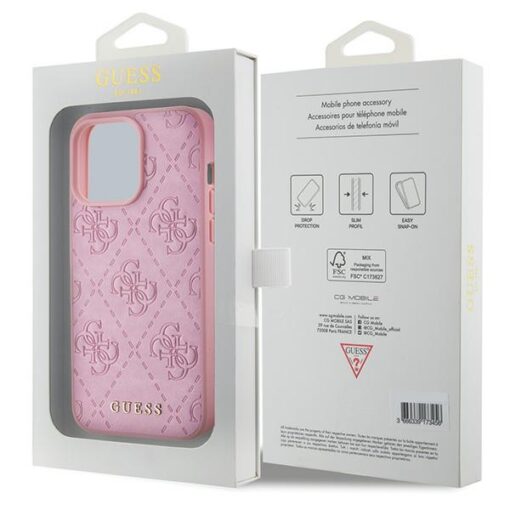 Guess case for iPhone 15 Pro Max 6,7" GUHCP15XP4EPMP pink hardcase Leather 4G Stamped - Image 8