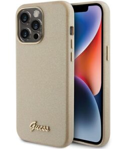 Guess case for iPhone 15 Pro Max 6,7" GUHCP15XPGMCSD gold hardcase Glitter Glossy Script