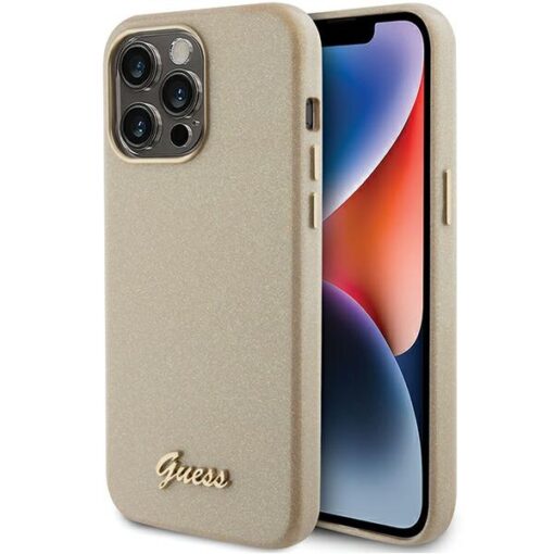 Guess case for iPhone 15 Pro Max 6,7" GUHCP15XPGMCSD gold hardcase Glitter Glossy Script