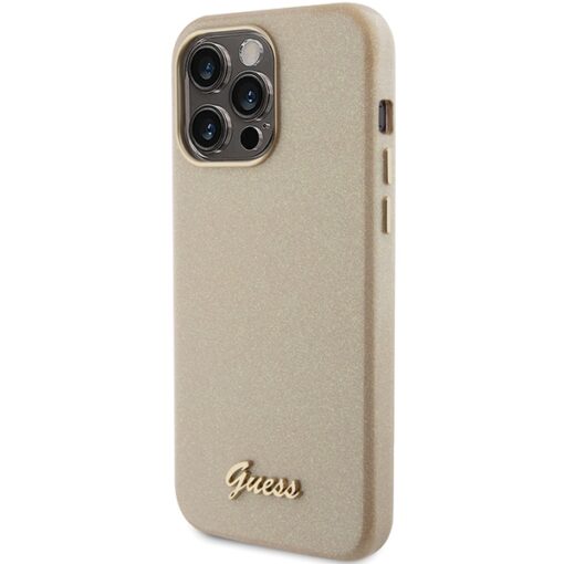 Guess case for iPhone 15 Pro Max 6,7" GUHCP15XPGMCSD gold hardcase Glitter Glossy Script - Image 2