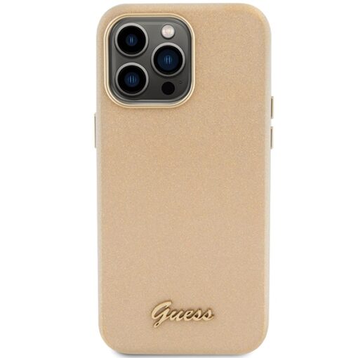 Guess case for iPhone 15 Pro Max 6,7" GUHCP15XPGMCSD gold hardcase Glitter Glossy Script - Image 3
