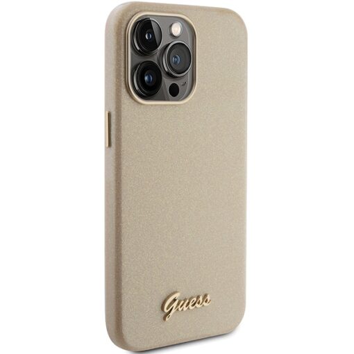 Guess case for iPhone 15 Pro Max 6,7" GUHCP15XPGMCSD gold hardcase Glitter Glossy Script - Image 4
