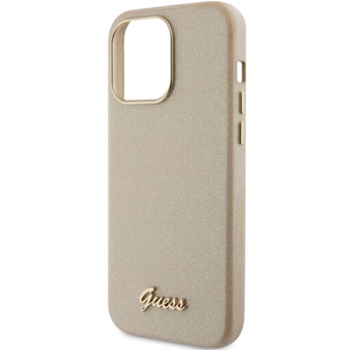 Guess case for iPhone 15 Pro Max 6,7" GUHCP15XPGMCSD gold hardcase Glitter Glossy Script - Image 6