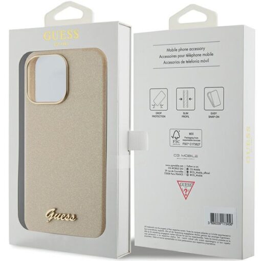 Guess case for iPhone 15 Pro Max 6,7" GUHCP15XPGMCSD gold hardcase Glitter Glossy Script - Image 8