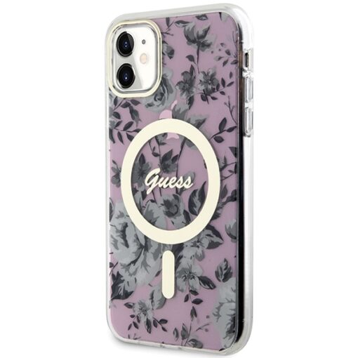 Guess case for iPhone 11 / XR 6.1" GUHMN61HCFWSP pink hardcase Flower MagSafe - Image 2