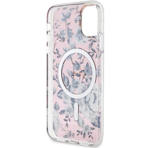 Guess case for iPhone 11 / XR 6.1" GUHMN61HCFWSP pink hardcase Flower MagSafe - Image 7