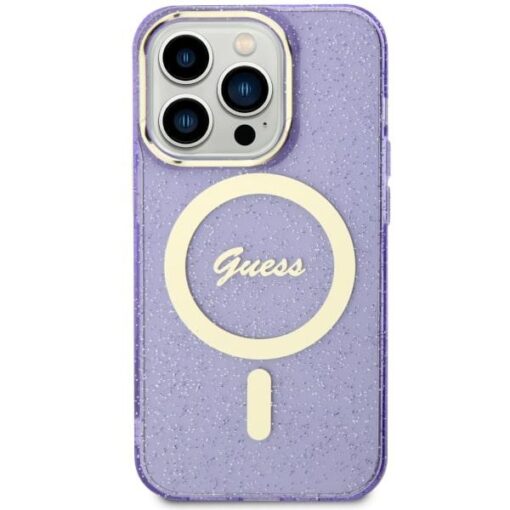 Guess case for iPhone 11 / XR 6,1" GUHMN61HCMCGU purple hardcase Glitter Gold MagSafe