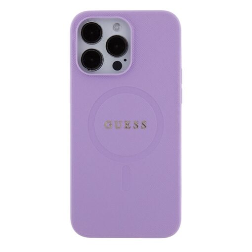 Guess case for iPhone 15 Pro 6,1" GUHMP15LPSAHMCU purple hardcase Saffiano MagSafe - Image 3