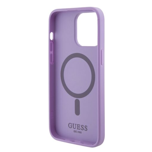 Guess case for iPhone 15 Pro 6,1" GUHMP15LPSAHMCU purple hardcase Saffiano MagSafe - Image 7