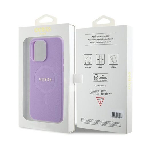 Guess case for iPhone 15 Pro 6,1" GUHMP15LPSAHMCU purple hardcase Saffiano MagSafe - Image 8