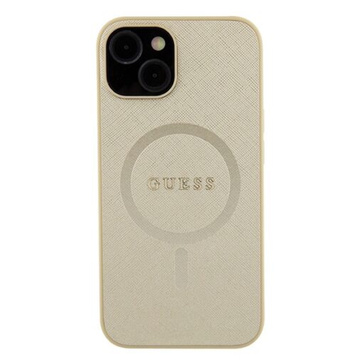 Guess case for iPhone 15 Plus 6,7" GUHMP15MPSAHMCB gold hardcase Saffiano MagSafe - Image 3