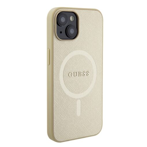 Guess case for iPhone 15 Plus 6,7" GUHMP15MPSAHMCB gold hardcase Saffiano MagSafe - Image 4