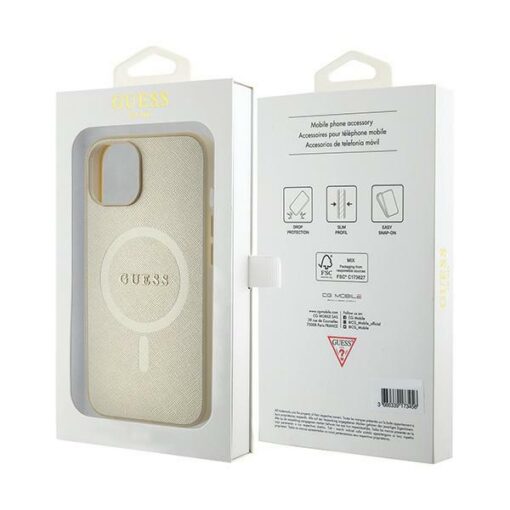 Guess case for iPhone 15 Plus 6,7" GUHMP15MPSAHMCB gold hardcase Saffiano MagSafe - Image 8